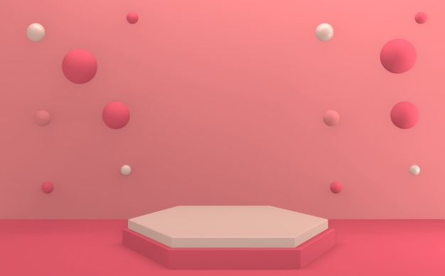 Le rendu 3D du podium rose minimal Valentine