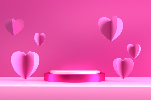 Rendu 3D du podium rose pour la vente de la Saint-Valentin