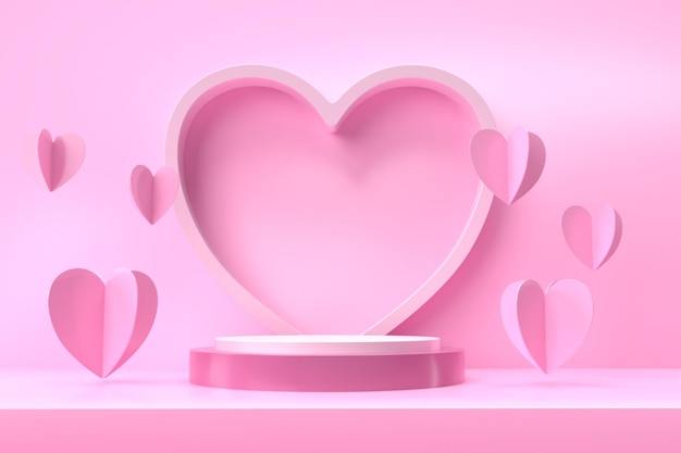 Rendu 3D du podium rose pour la vente de la Saint-Valentin