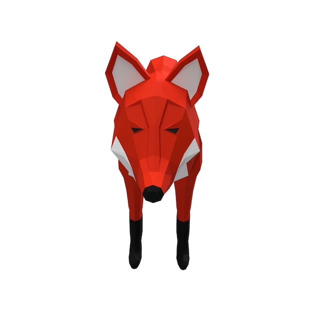 Rendu 3D du renard sur fond blanc