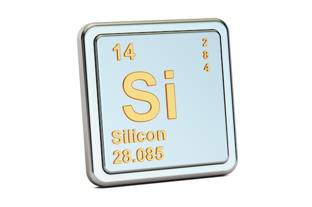 Rendu 3D du signe de l'élément chimique Silicium Si