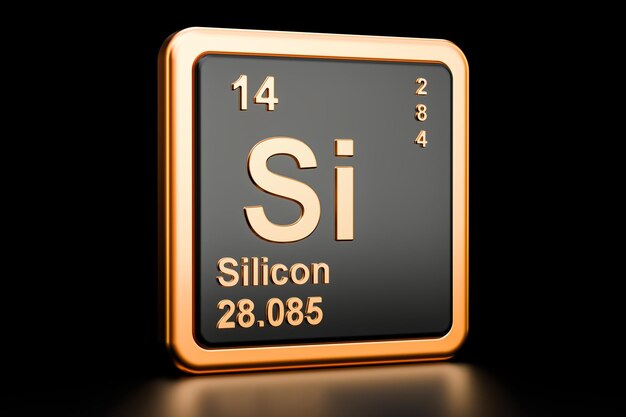 Rendu 3D du signe de l'élément chimique Silicium Si