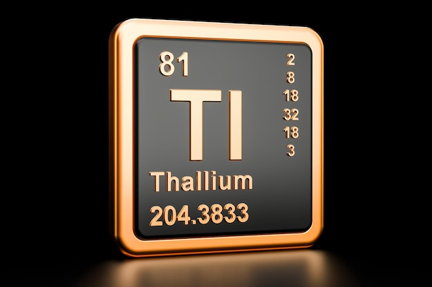 Rendu 3D du signe de l'élément chimique Thallium Tl