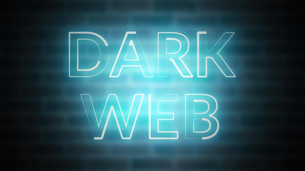 Rendu 3D du texte brillant Dark web sur fond de brique générée par ordinateur