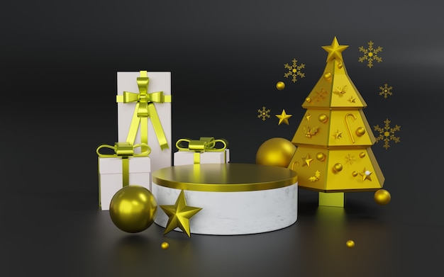 Rendu 3D du thème du podium pour Noël