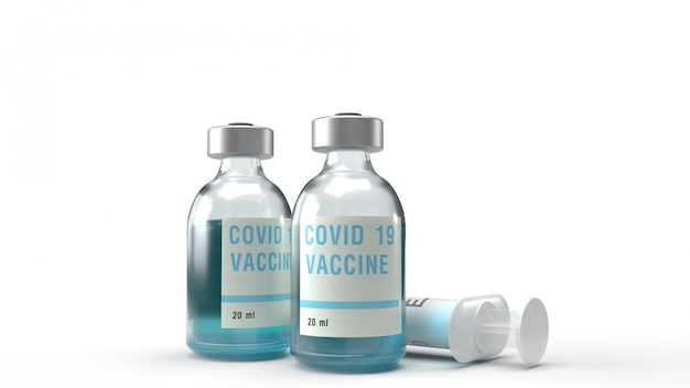 Rendu 3D du vaccin Covid 19 pour le contenu des médicaments.