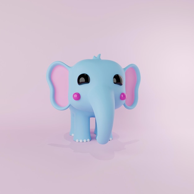 Rendu 3D d'éléphant mignon