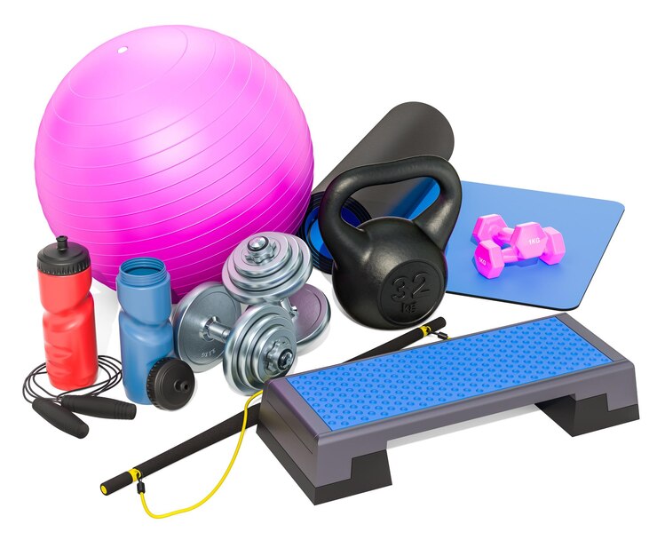 Rendu 3D d'équipements de fitness aérobique et autres équipements sportifs