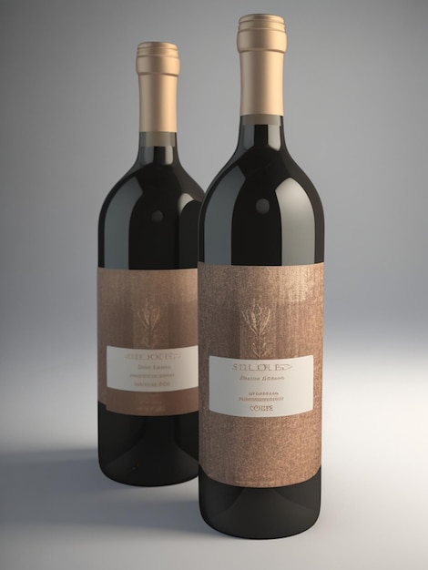 Rendu 3D d'étiquette de bouteille de vin immaculée pour un affichage de conception personnalisé