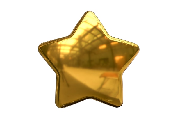 Rendu 3D de l'étoile de Noël dorée isolé sur fond blanc.