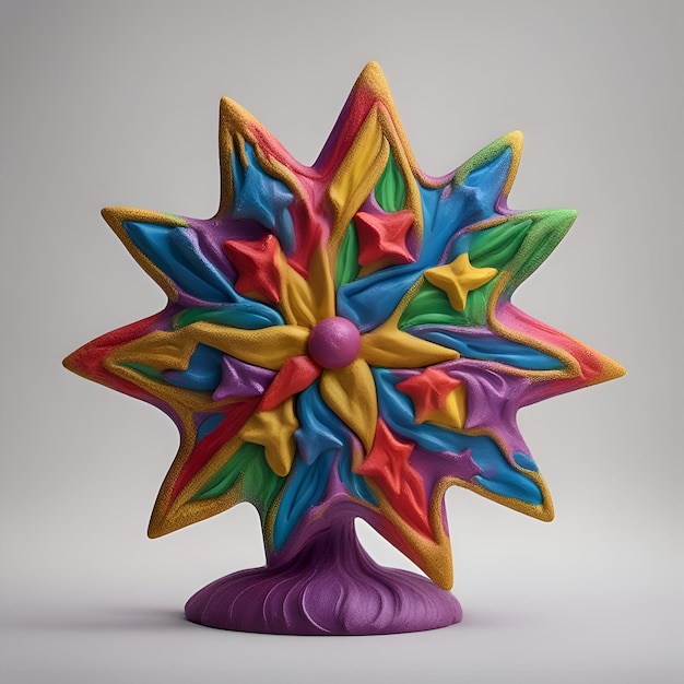 Rendu 3D d'une étoile en pâte à modeler multicolore