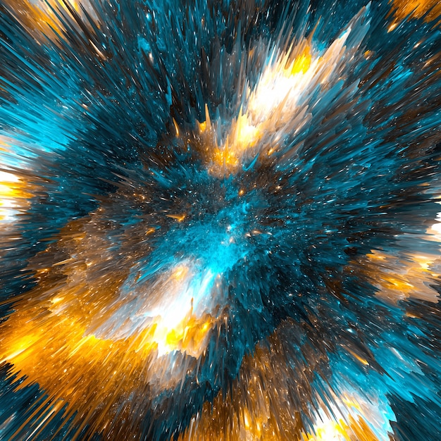 Rendu 3d d'explosion colorée.