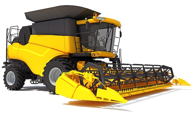 Rendu 3D de Farm Combine Harvester sur fond blanc