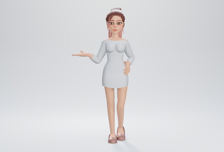 Photo rendu 3d femme d'affaires élégante montrant