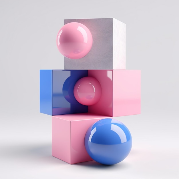 Le rendu 3D de figures géométriques roses