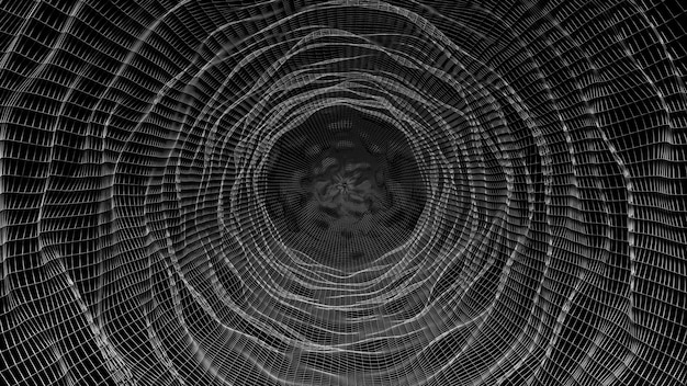 Rendu 3D Fond Abstrait Spectre Contour Mystère Dimensionnel Noir Et Blanc