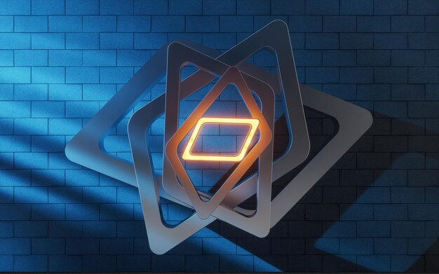 Rendu 3d de fond de cadre abstrait losange