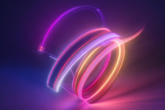 Rendu 3d fond coloré avec forme abstraite brillant dans le spectre ultraviolet lignes de néon courbes concept énergétique futuriste