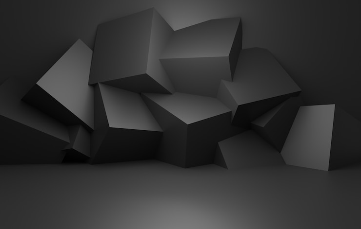 Photo rendu 3d de fond de concept minimal abstrait noir vide
