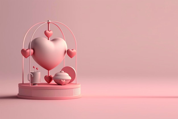 Rendu 3D Fond De Décoration Amour Saint Valentin