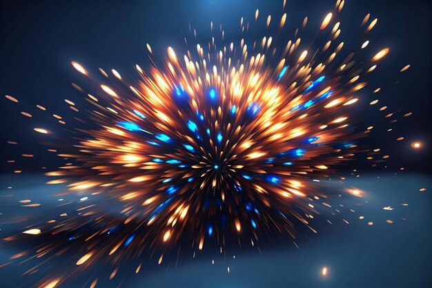 Rendu 3D d'un fond d'effet de zoom abstrait avec des particules explosives