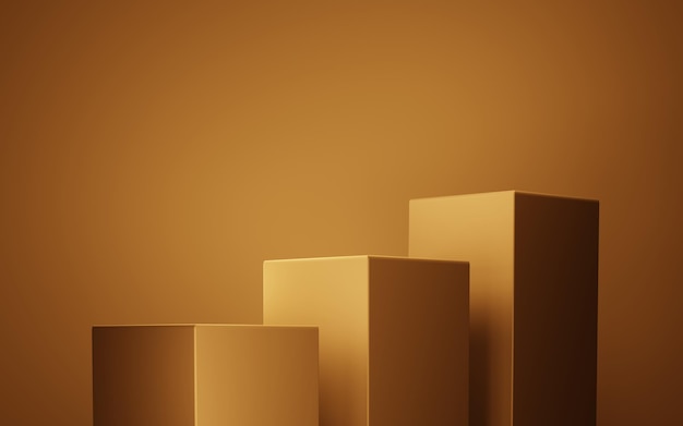 Photo rendu 3d de fond géométrique abstrait brun couleur beige scène pour la technologie publicitaire