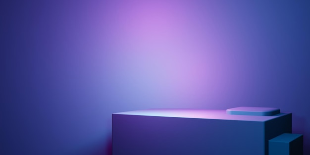Rendu 3d de fond géométrique abstrait violet et bleu publicité Sci Fi Illustration