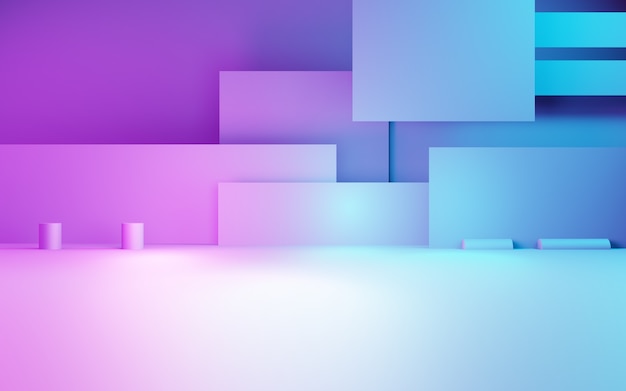 Rendu 3D de fond géométrique abstrait violet et bleu