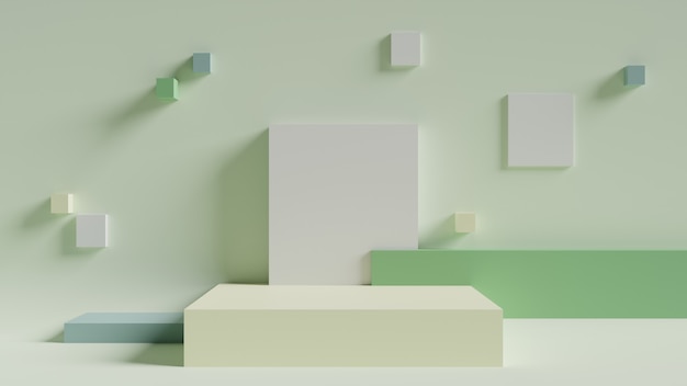 Rendu 3d de fond géométrique minimal vert clair