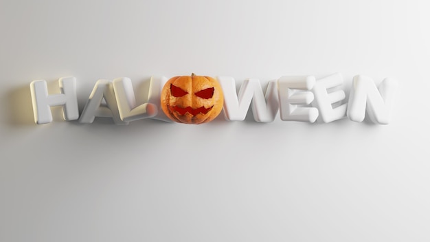 Rendu 3d fond d'halloween avec citrouille