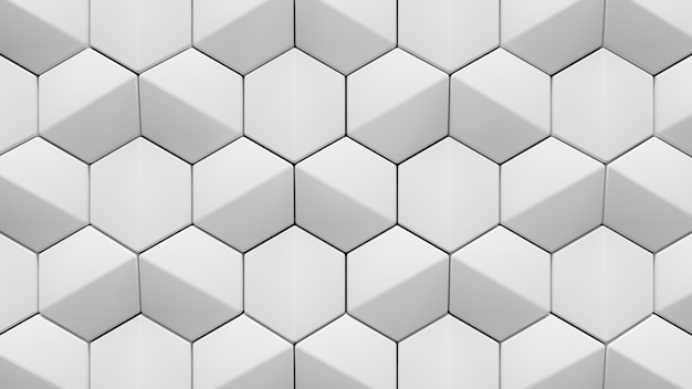 Rendu 3D de fond hexagonal blanc abstrait