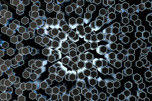 rendu 3d fond hexagonal sombre fond scifi