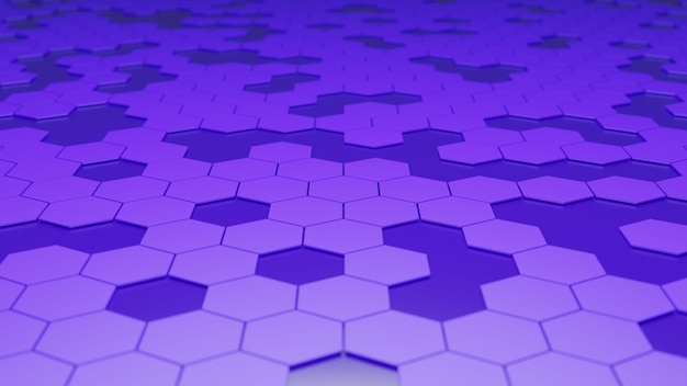 Rendu 3D de fond hexagonal violet