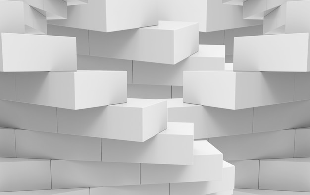 Rendu 3D. Fond de mur de pile de brique de cube gris.