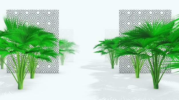 Rendu 3d de fond de palmier de mode abstraite