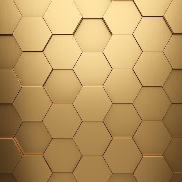 Rendu 3d de fond de texture hexagonale or futuriste