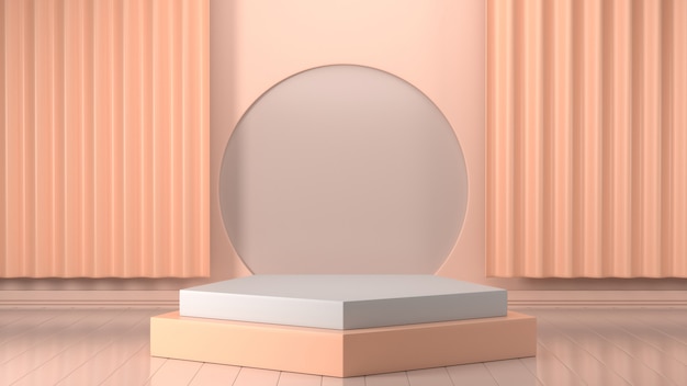 Rendu 3D de forme géométrique de couleur rose abstraite, maquette minimaliste moderne pour affichage sur le podium ou vitrine