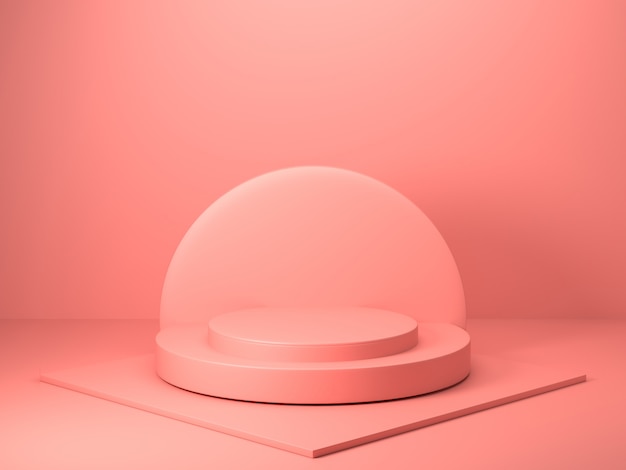 Rendu 3D de forme géométrique de couleur rose abstraite, maquette minimaliste moderne pour affichage sur le podium ou vitrine