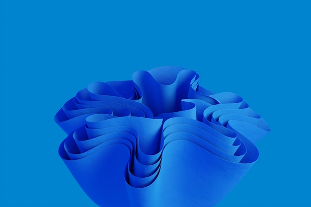 Rendu 3d forme ondulée abstraite bleue sur fond bleu Fond d'écran avec des objets 3D créatifs