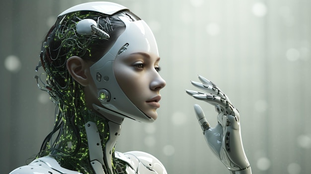 Rendu 3D futuriste de robots IA