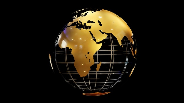 Rendu 3D d'un globe planétaire stylisé abstrait