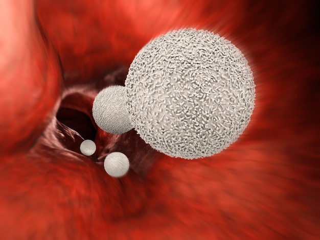 Le rendu 3D des globules blancs dans la veine