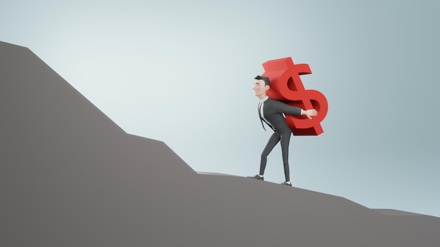 rendu 3D. homme d'affaires portant une pièce d'argent