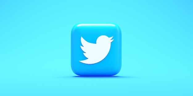 Photo rendu 3d de l'icône du logo twitter