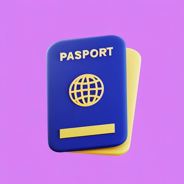 Photo rendu 3d de l'icône du passeport