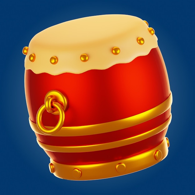 Le rendu 3D de l'icône du tambour chinois Concept de l'icon du Nouvel An chinois