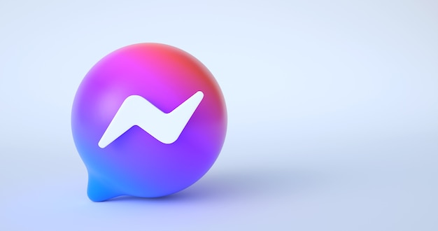 Rendu 3D de l'icône Facebook Messenger.