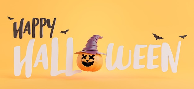 Rendu 3D de l'icône d'halloween heureux avec le concept d'halloween.