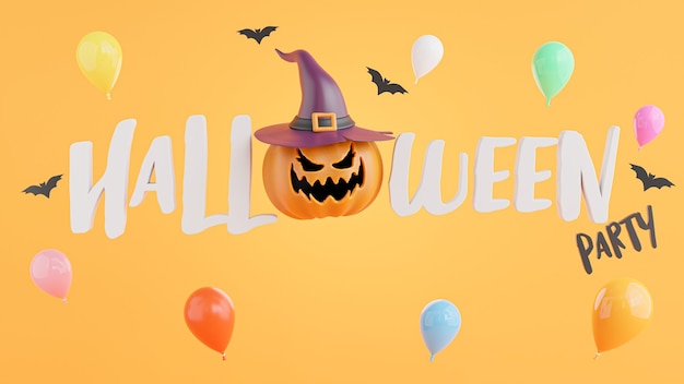 Rendu 3D de l'icône d'halloween heureux avec le concept d'halloween.