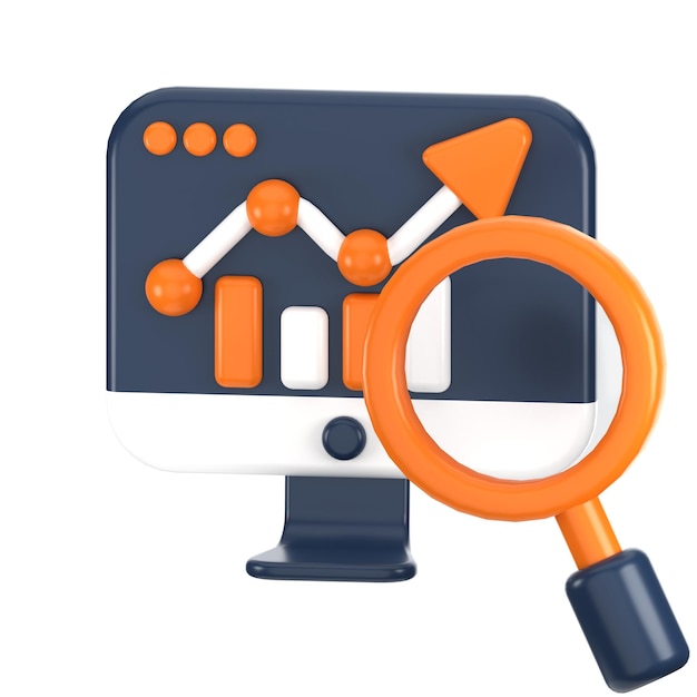 rendu 3d icône web analytique marketing en ligne